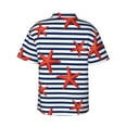 thumbnail image 3 of Uemuo Starfish Navy Blue Stripe Printed Regular Fit Short Sleeve Casual Hawaiian Shirt for Men,Aloha shirt,Tropical shirt,Floral print shirt,Vacation Beach shirt-Medium, 3 of 9