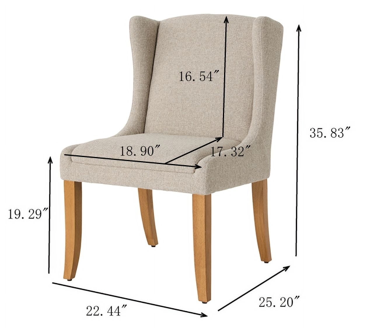 Better Homes & Gardens Windsor Upholstered Wingback Dining Chair 2 Pack, Wheat