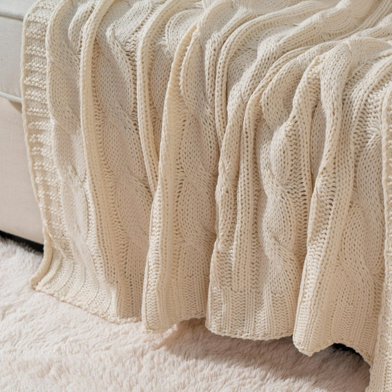 Cable knit throw cream hot sale