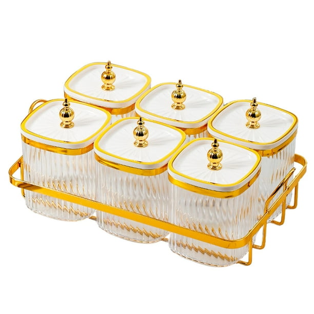 Platos de frutos secos divididos, plato para aperitivos, caja nórdica multifuncional para almacenar alimentos 6 Rejilla Blanca