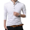 thumbnail image 1 of Sunloudy Hombres Primavera Otoño Slim Tops Color sólido Manga larga Cuello alto Camisas con botones Sunloudy moda, 1 of 3