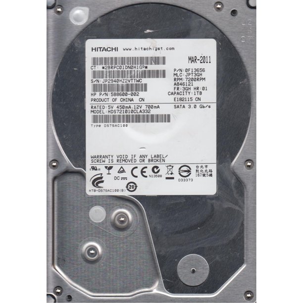 Disque Dur Hitachi 1 To SATA II 3,5" - Modèle HDE721010SLA330 - Réinitialisé Et Testé