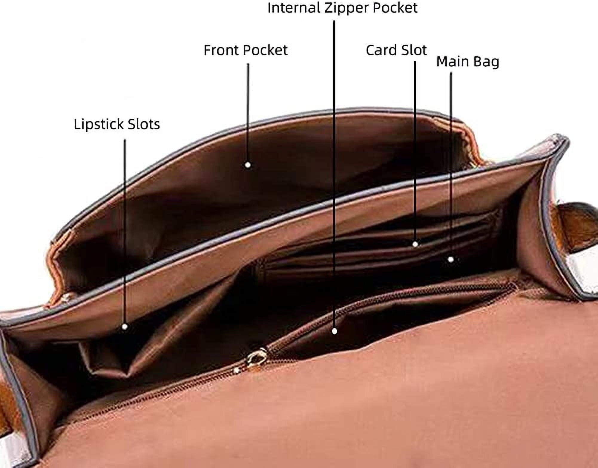 PIKADINGNIS Shoulder Bag for Women Leather Crossbody Purse Retro Satchel Handbag Lightweight Pocketbook