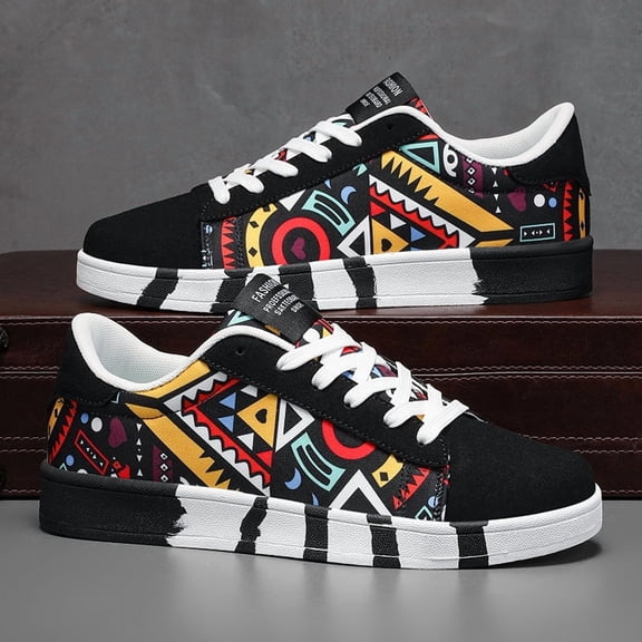 4 Colors Available Men's Korean-Style Fall Sneakers -  Low-Top Round Toe Lace-Up Casual Shoes Suitable for Travel , Matching Couple Outfits - Grid/Solid Color (4 Colors) | Unisex for Men ，