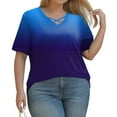 thumbnail image 6 of TQWQT Womens Plus Size Tops 4x-5x Sexy V Neck Criss Cross Tshirts Gradient Graphic Tees Short Sleeve Tee Shirt Tops Large Casual Summer Clothes 2XL, 6 of 6