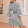 thumbnail image 4 of ZyeKqe Robes for Women 3/4 Sleeve Bathrobe Soft Lightweight Knee Length Loungewear with Pockets, 4 of 9