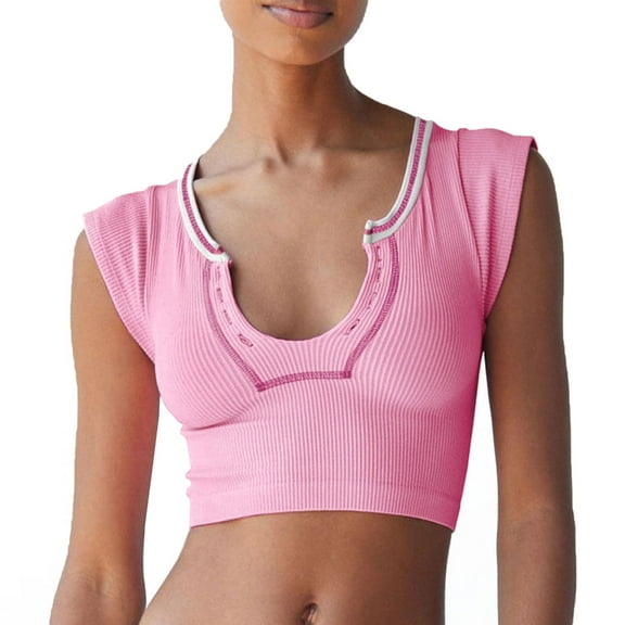 Yokua Women Y2k Crop Top y2k summer tops Sleeveless Crop Tops V Neck Slim Fit TShirt