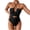 Black, variant on Women's Solid Color One Piece Swimsuit Bikini Tie Backless Bathing Suit with Removable Padded Cups High Cut, Green M