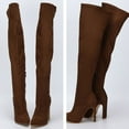 thumbnail image 5 of Mepaouo Women's Suede Thigh High Boots Wide Calf Over the Knee Boot Block High Heels Dressy Pumps Shoes, 5 of 8