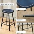 thumbnail image 5 of Barstools Counter Stools Set of 4, Backless Saddle Stools Leather Counter Height Stools, 24 inch Modern Bar Stools for Kitchen Island, Navy Blue, 5 of 8