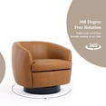 thumbnail image 4 of UIXE PU Leather Swivel Barrel Accent Chair, Comfy Round Upholstered Armchair Reading Chair for Living Room, Barrel Club Chairs Bedroom, Light Brown, 4 of 7
