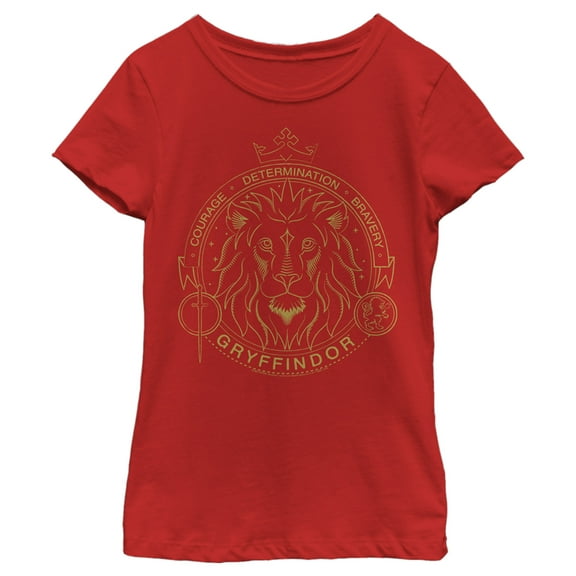 Girl's Harry Potter Gryffindor Line Art Seal Graphic Tee Red X Large