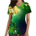 thumbnail image 1 of Femmes Tops Mode Femmes St. Patrick'S Day Imprimé Poche Manches Courtes V-Neck Infirmière Top, 1 of 3