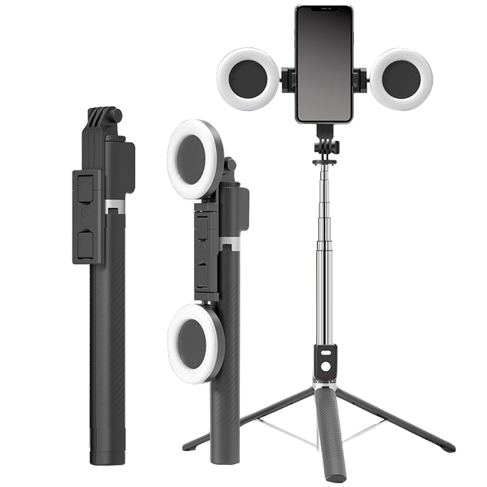 99 Universal Aluminum Double Large Led Light Camera Tripod Selfie Stick