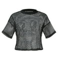 thumbnail image 4 of Ediodpoh Stylish Women's T-Shirts Mesh Cover up See Through Fishnet Crop Top for Trendy Summer Fashion Tshirts Shirts for Women Black S, 4 of 5