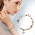 thumbnail image 4 of Collar de cuentas de 8 mm rosa para festival, regalo para hombre y mujer, ajustable, con cuentas de piedra natural, collar de cuentas con rayas moradas y charm en forma de corazón, 4 of 8