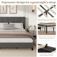 thumbnail image 6 of Full Size Bed Frame with Adjustable Headboard, Linen Upholstered Full Platform Bedframe with Strong Wooden Slats,Upholstered Mattress Foundation/No Box Spring Needed/Easy Assembly, 6 of 7