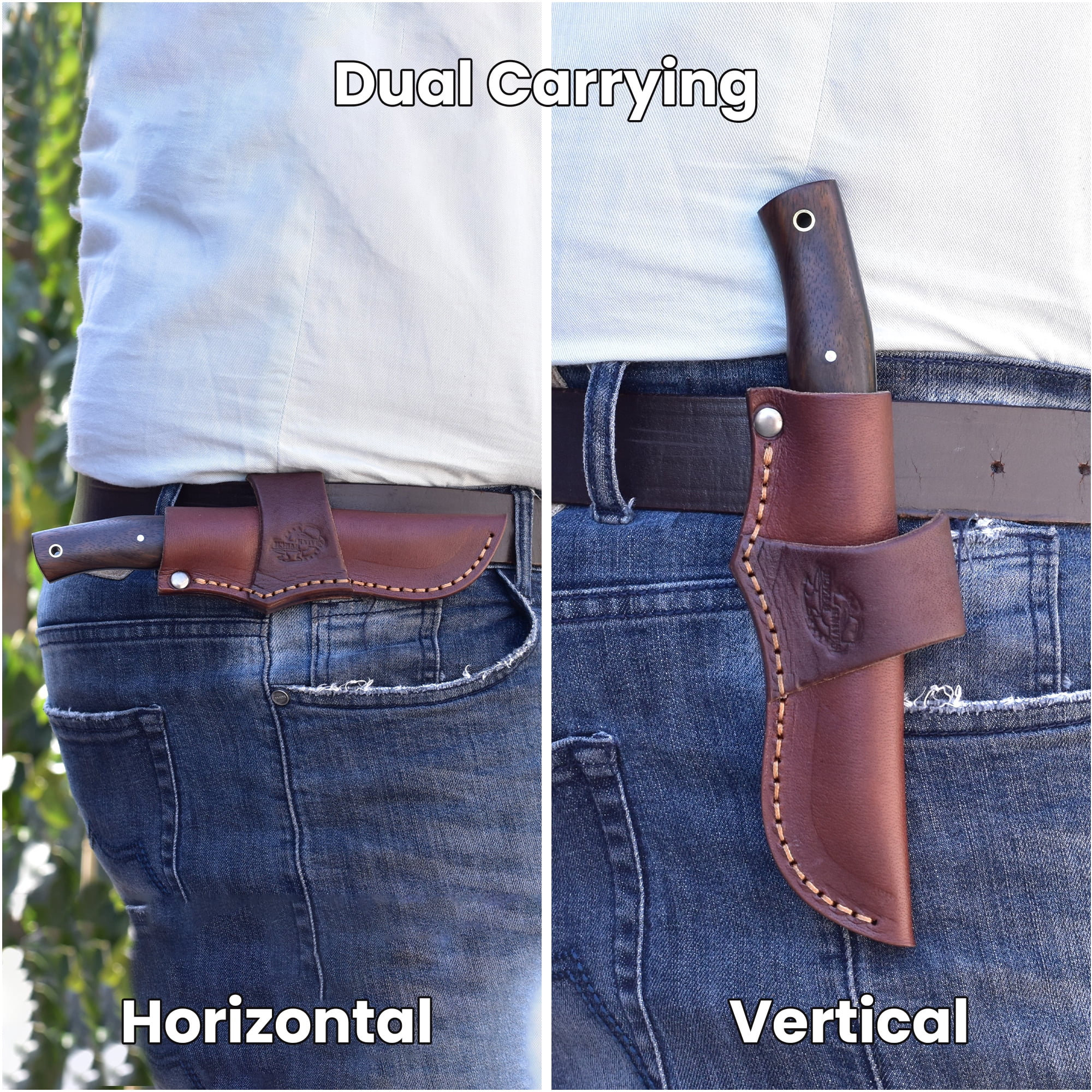 Knives Ranch 3070 Damascus Steel Outdoor Knife with Rosewood Handle – Strong Fixed Blade for Hunting, Camping, Utility Use & Everyday Carry Gear