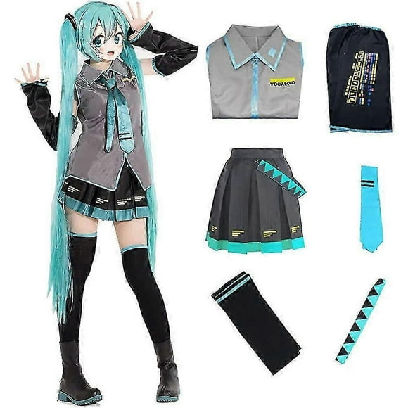 Women Miku Anime Cosplay Costume Halloween Show Dress Comic Suits Uniform Full Set