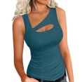 thumbnail image 2 of Otvok Summer Womens Solid Color U-Neck Slim Fit Vest Round Neck Sleeveless Tank Top, 2 of 6