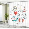 thumbnail image 5 of Ambesonne Nautical Shower Curtain, I Love Sea Words, 69"Wx75"L, White Red Blue, 5 of 5