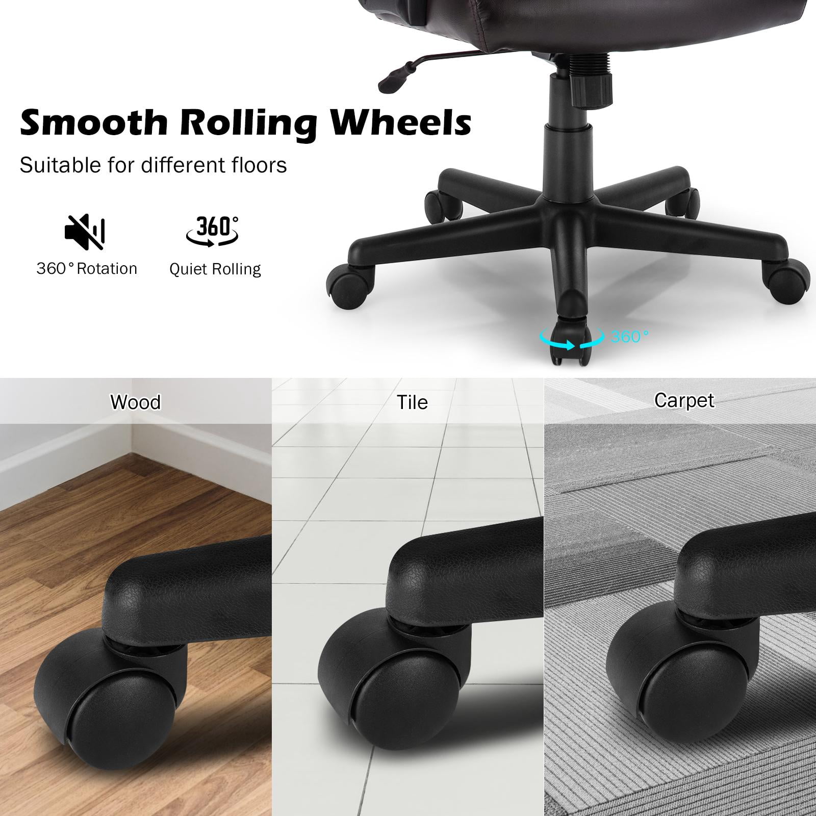 Giantex Ergonomic Home Office Chair, Adjustable Rolling Executive Swivel Desk Chair for Home Office