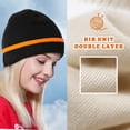 thumbnail image 3 of ZOWYA Knit Rib Cuff Beanie for Men and Women – Knit Hat Skull Ski Cap with Solid Color/Stripe, 3 of 5