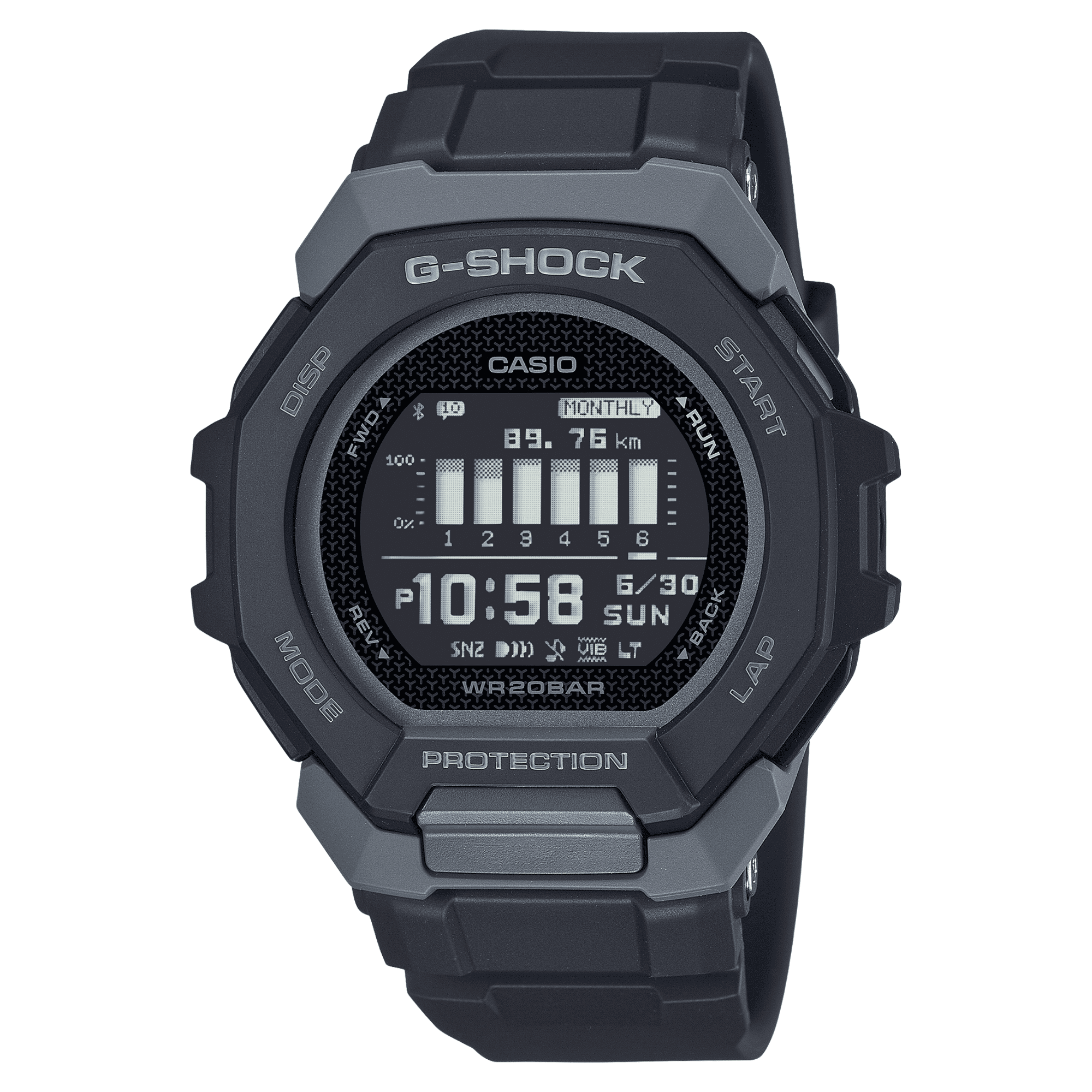 G-Shock Men's Connected Fitness Watch GBD300-1 – Bluetooth, Shock Resistant, 200M Water Resistant, Black Resin