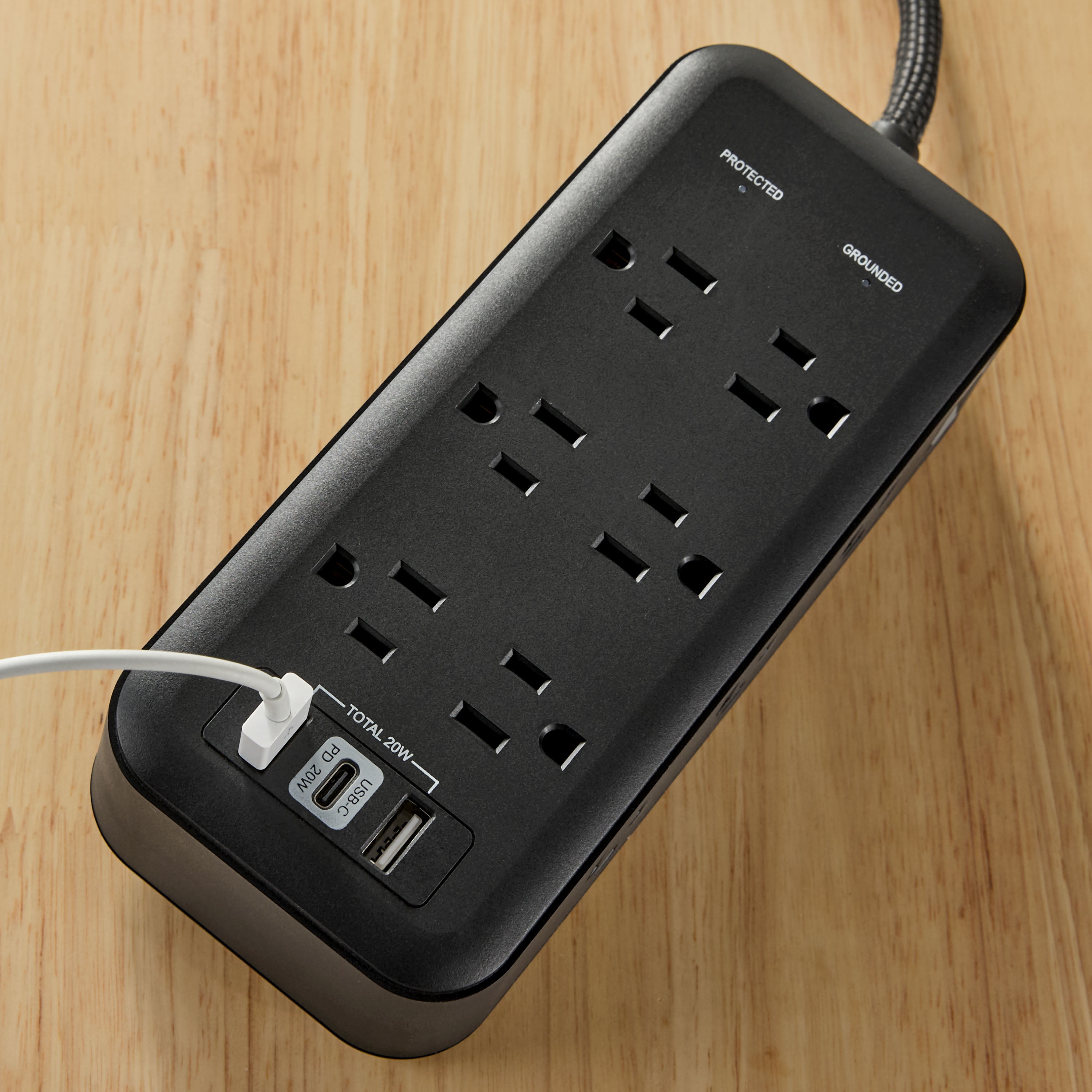 (2 pack) Hyper Tough USB Power Strip Surge Protector with 12 Outlets, Fast Charger USB Ports, 10ft Extension Cord, Black