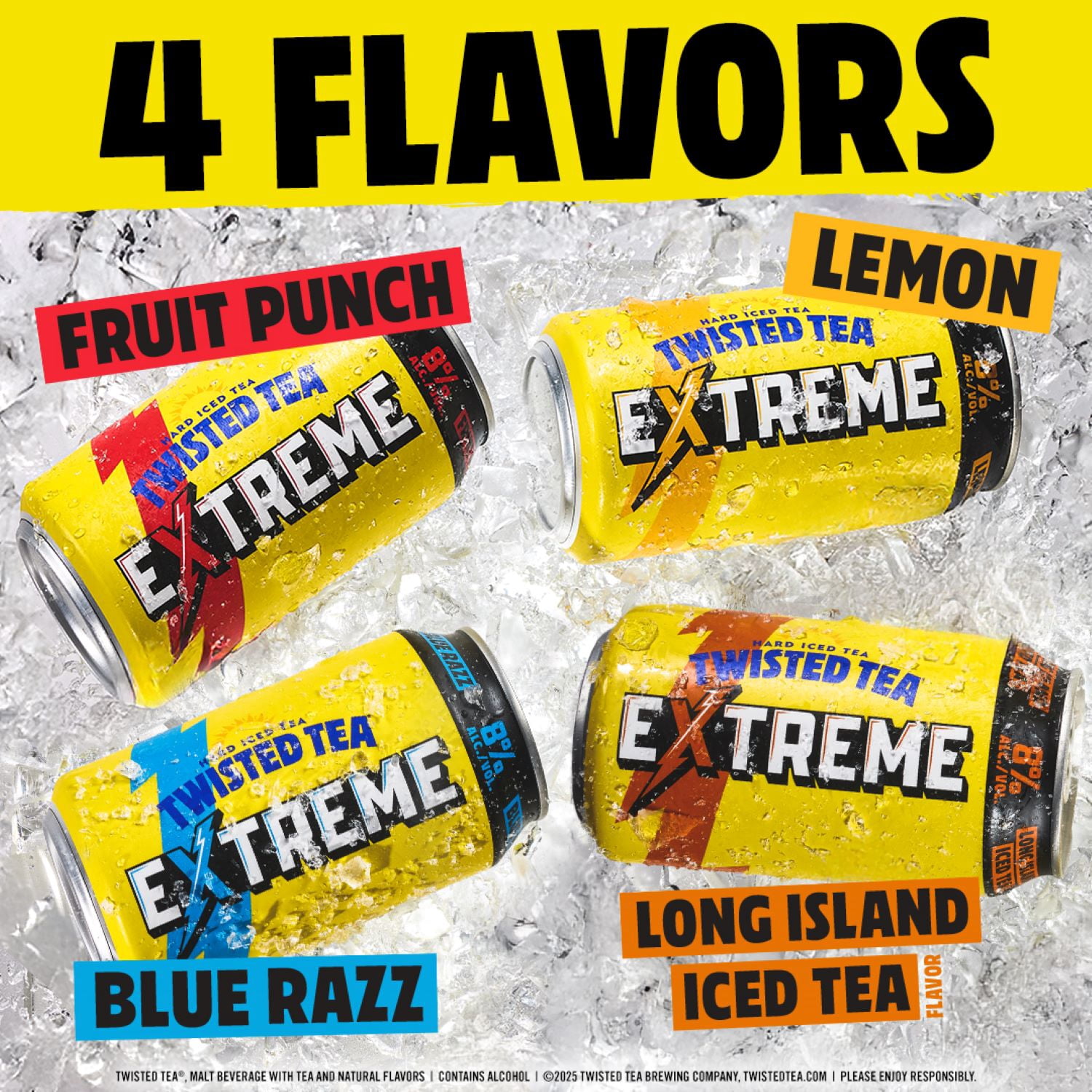 Twisted Tea Extreme Variety pack Hard Iced Tea, 12 pack, 12 fl oz Aluminum Cans, 8% ABV