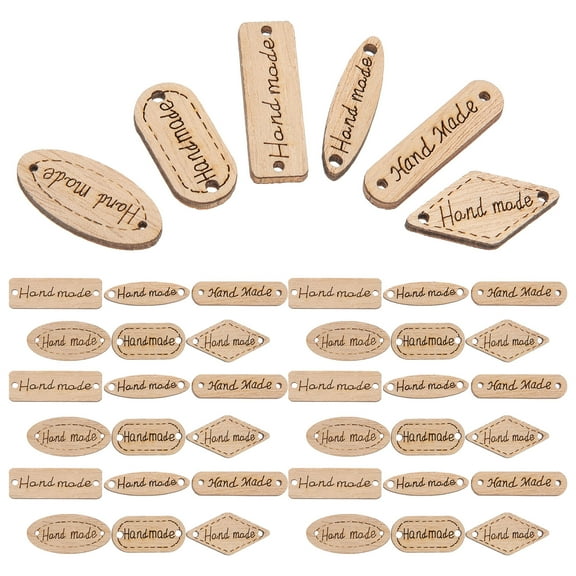 RUNROTOO 50Pcs Wooden Handmade Tags for Sewing and Diy Projects Assorted Color Rectangular