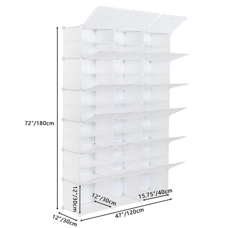 Ktaxon 36 Cube 72 Pair Modular Plastic Shoe Rack Organizer Cabinet  Expandable for Hallway Bedroom Closet Entryway, White - ktaxon