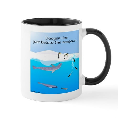 

CafePress - Leopard Seal Penguins And Ice Mug - Ceramic Coffee Tea Novelty Mug Cup 11 oz