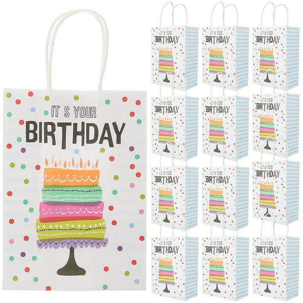 24pcs Birthday Gift Bags Paper Candy Goodie Bags Chocolate Pouches Birthday Party Favor Bags
