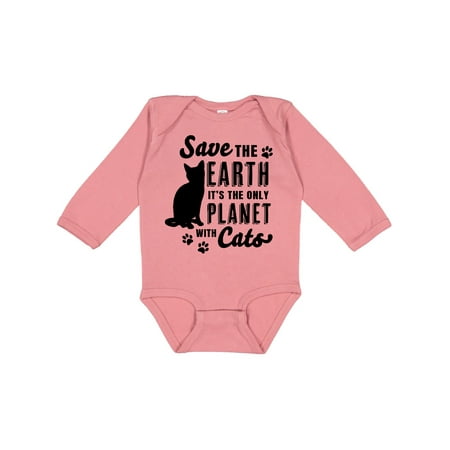 

Inktastic Save the Earth It s the Only Planet with Cats with Pawprints Gift Baby Boy or Baby Girl Long Sleeve Bodysuit
