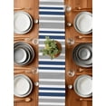 thumbnail image 6 of Modern Vertical Stripes Table Runner-36 Inch Long Navy Blue Grey White Table Runners Linen Burlap Tablerunner for Kitchen Dining Room Holiday Party, 6 of 9