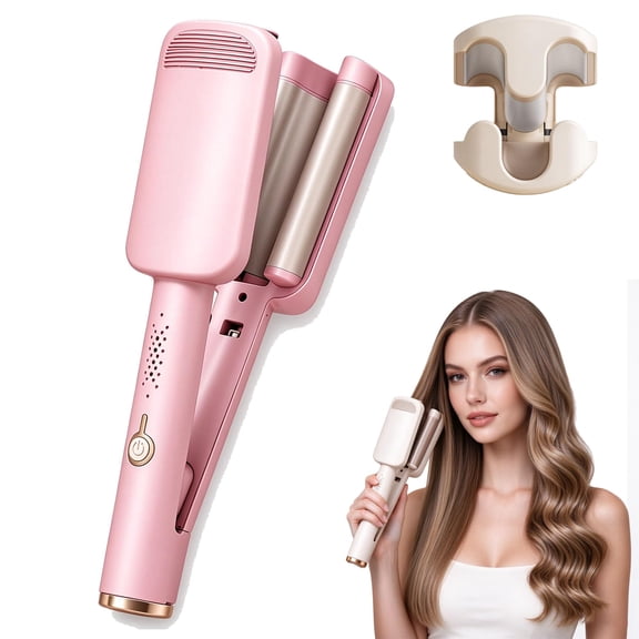 32mm Wavy Hair Curler, French Deep Wave Curling Iron with 4 Heat Settings, Ceramic-Glazed Barrel for Voluminous Waves