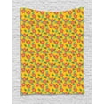 thumbnail image 1 of Floral Tapestry, Flowering Meadow Retro Cottage Cabin Yard Pattern Countryside Theme, Wall Hanging for Bedroom Living Room Dorm Decor, 60W X 80L Inches, Dark Coral Teal and Yellow, by Ambesonne, 1 of 2