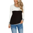 thumbnail image 4 of Women's Long Sleeve shirt Crew Neck Tunic top Casual Color Block shirts, 4 of 6