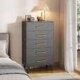 thumbnail image 3 of Asofer 5 Drawer Dresser for Home, Wood Chest of Drawers with Metal Handle for Bedroom, Black, 3 of 5
