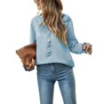 thumbnail image 1 of Suéter de mujer Otoño Invierno Botón Diseño de orillo fibroso Cuello en V Suelto Cómodo Piel amigable Suéter de punto Azul L, 1 of 7