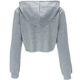 thumbnail image 3 of HAPIMO Sweatshirt for Women Drawstring Crop Pullover Tops Solid Color Long Sleeve Relaxed Fit Womens Hoodie Sweatshirt Teen Girls Clothes Gray M, 3 of 5