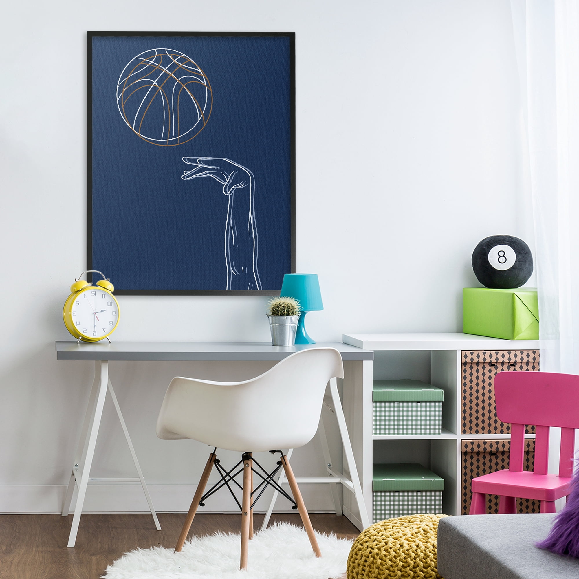 Stupell Industries Basketball Lines Contour Black Framed Giclee Art, design by Marcus Prime