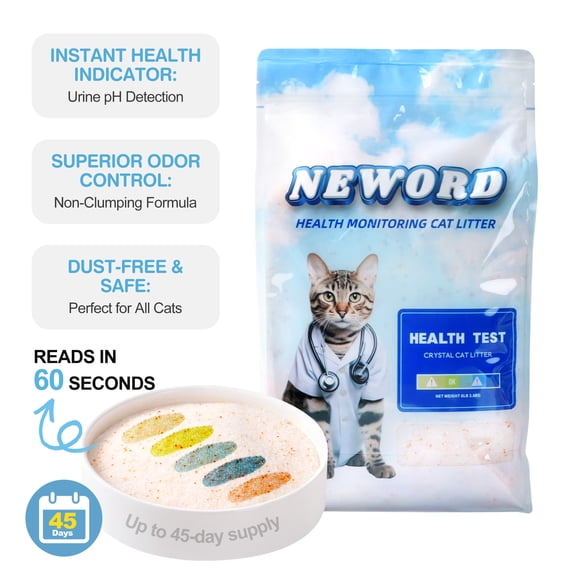 NEWORD HealthMew Crystals Cat Litter with Health Indicating, Color-Changing, 8 lb
