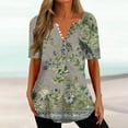 thumbnail image 1 of Qiopertar Blouse d'Été Décontractée à Col en V pour Femmes, Manches Courtes, Boutons, en Solde à Moins de 5$, 1 of 5