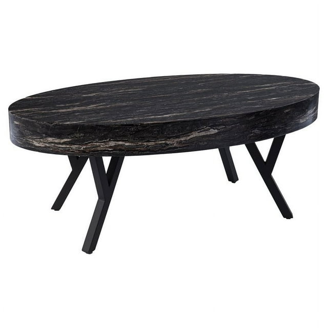 SEI Meubles Twemlow Bois-Faux Marbre Table de Cocktail en Noir