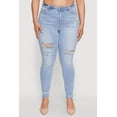 thumbnail image 4 of Womens Plus Size WAX Distressed High Waisted Skinny Leg Jeans, 4 of 5