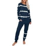 Blencot Womens 2 Piece Lounge Set Print Long Sleeve Top with Long Pants Pajamas Sets Sleepwear