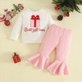 thumbnail image 2 of NOLDARES Infant Baby Girl Fall Clothes Toddler Winter Outfits Ruffle Sleeve Sweatshirts Bell Bottom Pants Headband Set(Pink,12-18 M), 2 of 6