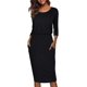 thumbnail image 1 of Vestido tubo informal de oficina con escote redondo, mangas 3/4 y entallado hasta la cadera para mujer, 1 of 5